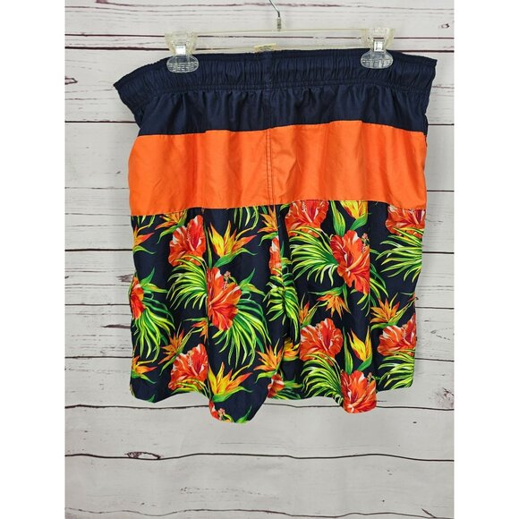 Faded Glory Men's Hawaiian Floral Swim Trunks - Elastic Waist & Drawstring - Picture 6 of 11